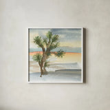 Desert Joshua Tree Cool by Chris Paschke. Shown in a crisp white glass frame for a clean and minimalist style. Available as an archival giclee rolled canvas, fine art paper, or poster print. SKU 27008a.