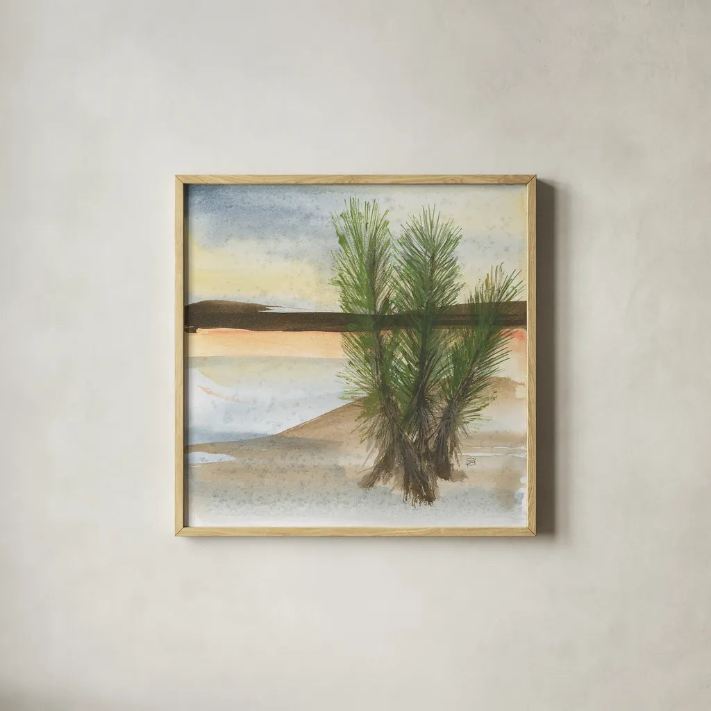 Desert Yucca by Chris Paschke. Shown in a natural wood glass frame for a timeless modern aesthetic. Available as an archival giclee rolled canvas, fine art paper, or poster print. SKU 23900a.