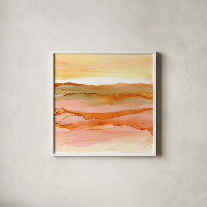 Desertscape I by Chris Paschke. Shown in a crisp white glass frame for a clean and minimalist style. Available as an archival giclee rolled canvas, fine art paper, or poster print. SKU 66758a.
