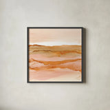 Desertscape I Oasis by Chris Paschke. Shown in a sleek black glass frame for a contemporary gallery look. Available as an archival giclee rolled canvas, fine art paper, or poster print. SKU 72481a.