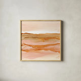 Desertscape I Oasis by Chris Paschke. Shown in a natural wood glass frame for a timeless modern aesthetic. Available as an archival giclee rolled canvas, fine art paper, or poster print. SKU 72481a.