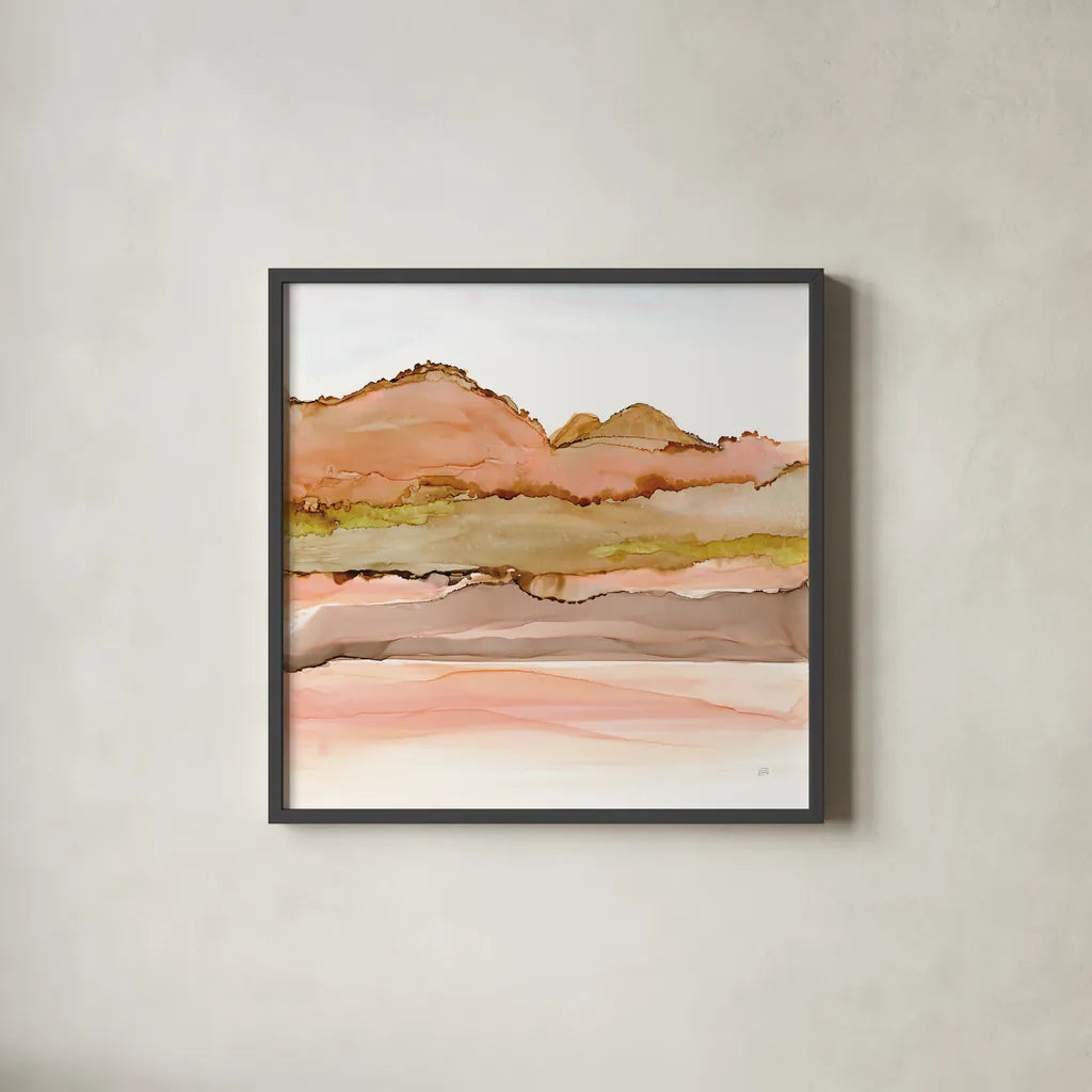 Desertscape IV by Chris Paschke. Shown in a sleek black glass frame for a contemporary gallery look. Available as an archival giclee rolled canvas, fine art paper, or poster print. SKU 66761a.