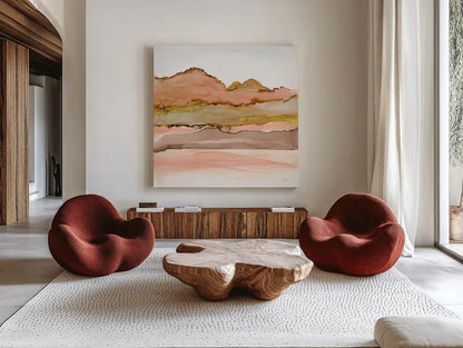 Desertscape IV by Chris Paschke. Shown as extra-large giant wall art in a modern living room. Available as an archival giclee rolled canvas, fine art paper, or poster print. SKU 66761a.