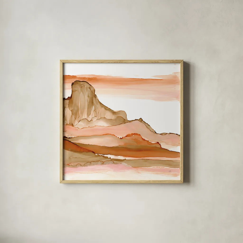Desertscape V by Chris Paschke. Shown in a natural wood glass frame for a timeless modern aesthetic. Available as an archival giclee rolled canvas, fine art paper, or poster print. SKU 66762a.