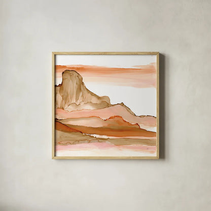 Desertscape V by Chris Paschke. Shown in a natural wood glass frame for a timeless modern aesthetic. Available as an archival giclee rolled canvas, fine art paper, or poster print. SKU 66762a.