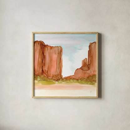 Desertscape VI by Chris Paschke. Shown in a natural wood glass frame for a timeless modern aesthetic. Available as an archival giclee rolled canvas, fine art paper, or poster print. SKU 66763a.