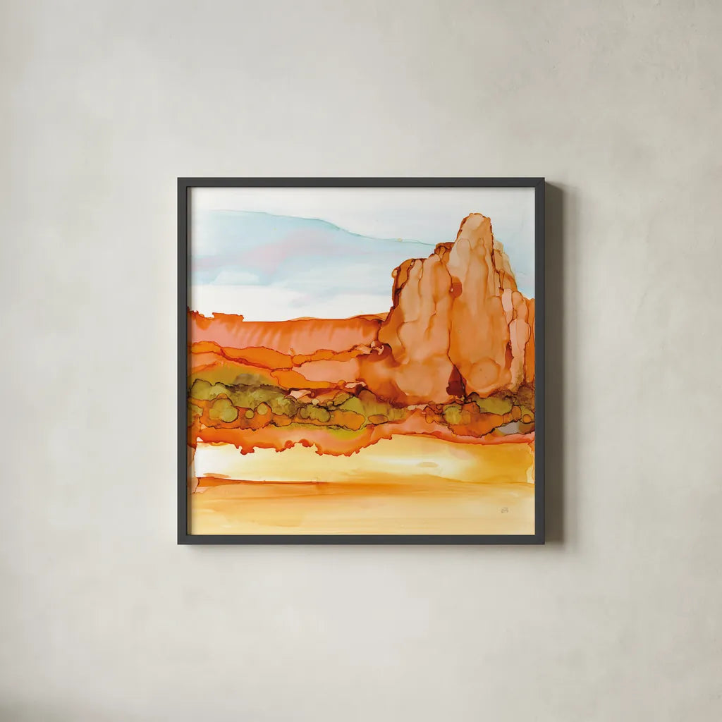 Desertscape VII by Chris Paschke. Shown in a sleek black glass frame for a contemporary gallery look. Available as an archival giclee rolled canvas, fine art paper, or poster print. SKU 66764a.