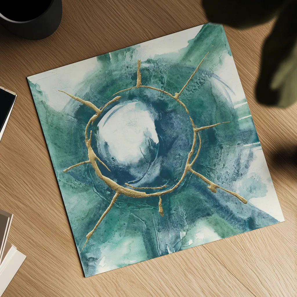 Dharma Wheel II by Chris Paschke. Shown as a detailed flat fine art print, highlighting archival giclee quality. Available as an archival giclee rolled canvas, fine art paper, or poster print. SKU 48027a.