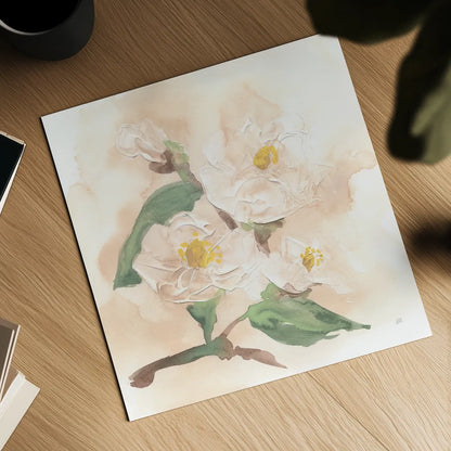 Dimensional Magnolia I by Chris Paschke. Shown as a detailed flat fine art print, highlighting archival giclee quality. Available as an archival giclee rolled canvas, fine art paper, or poster print. SKU 95440a.