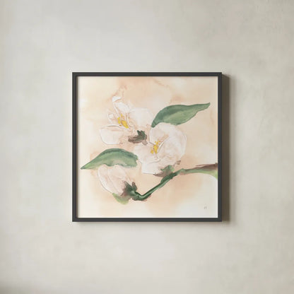 Dimensional Magnolia II by Chris Paschke. Shown in a sleek black glass frame for a contemporary gallery look. Available as an archival giclee rolled canvas, fine art paper, or poster print. SKU 95441a.
