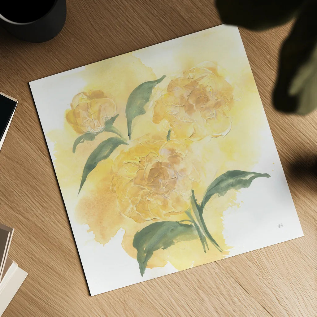 Dimensional Peony I by Chris Paschke. Shown as a detailed flat fine art print, highlighting archival giclee quality. Available as an archival giclee rolled canvas, fine art paper, or poster print. SKU 95434a.