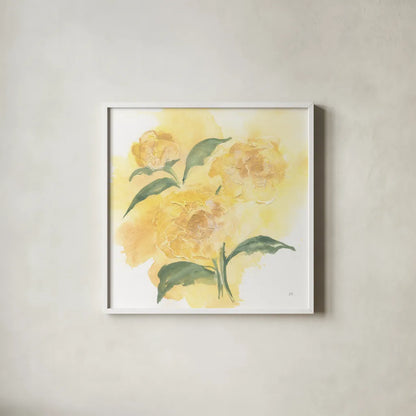 Dimensional Peony I by Chris Paschke. Shown in a crisp white glass frame for a clean and minimalist style. Available as an archival giclee rolled canvas, fine art paper, or poster print. SKU 95434a.