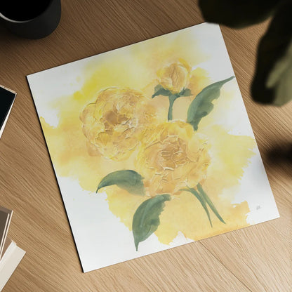 Dimensional Peony II by Chris Paschke. Shown as a detailed flat fine art print, highlighting archival giclee quality. Available as an archival giclee rolled canvas, fine art paper, or poster print. SKU 95435a.