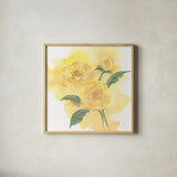 Dimensional Peony II by Chris Paschke. Shown in a natural wood glass frame for a timeless modern aesthetic. Available as an archival giclee rolled canvas, fine art paper, or poster print. SKU 95435a.