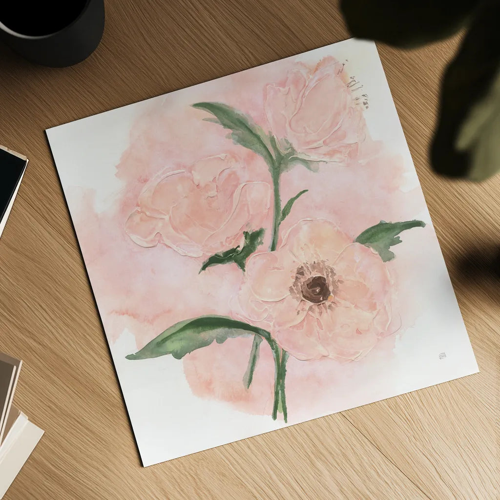 Dimensional Poppy II by Chris Paschke. Shown as a detailed flat fine art print, highlighting archival giclee quality. Available as an archival giclee rolled canvas, fine art paper, or poster print. SKU 95437a.