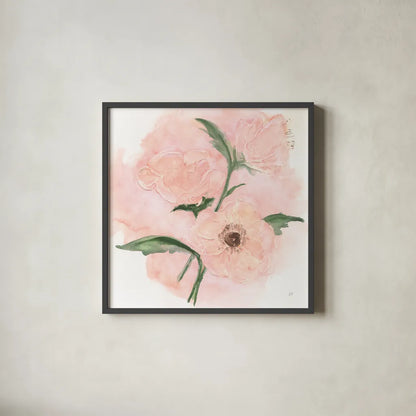 Dimensional Poppy II by Chris Paschke. Shown in a sleek black glass frame for a contemporary gallery look. Available as an archival giclee rolled canvas, fine art paper, or poster print. SKU 95437a.