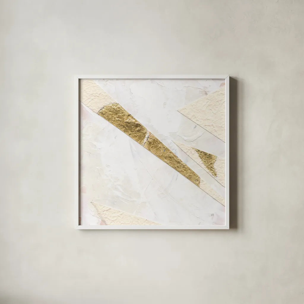 Disassembled II by Chris Paschke. Shown in a crisp white glass frame for a clean and minimalist style. Available as an archival giclee rolled canvas, fine art paper, or poster print. SKU 94394a.