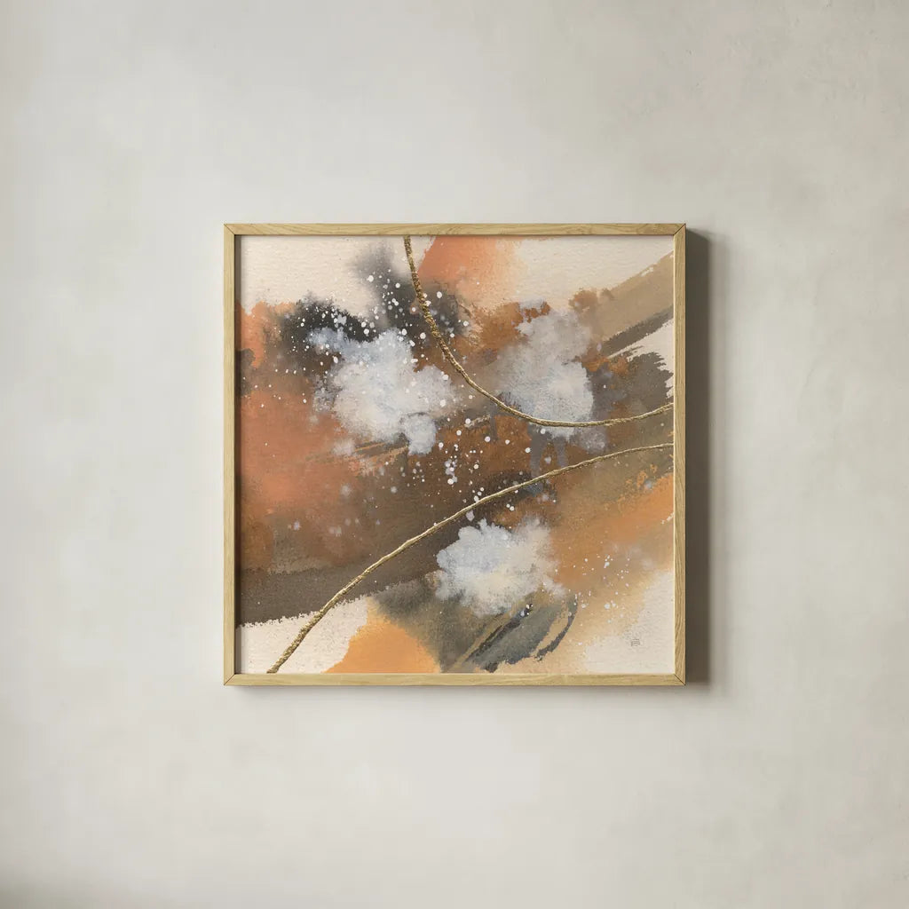 Divided Universe I by Chris Paschke. Shown in a natural wood glass frame for a timeless modern aesthetic. Available as an archival giclee rolled canvas, fine art paper, or poster print. SKU 73285a.