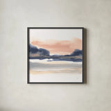 Dusk Dunes I by Chris Paschke. Shown in a sleek black glass frame for a contemporary gallery look. Available as an archival giclee rolled canvas, fine art paper, or poster print. SKU 94397a.