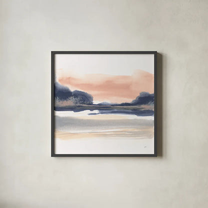 Dusk Dunes I by Chris Paschke. Shown in a sleek black glass frame for a contemporary gallery look. Available as an archival giclee rolled canvas, fine art paper, or poster print. SKU 94397a.