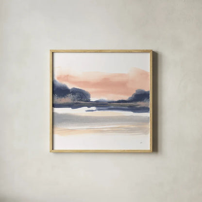 Dusk Dunes I by Chris Paschke. Shown in a natural wood glass frame for a timeless modern aesthetic. Available as an archival giclee rolled canvas, fine art paper, or poster print. SKU 94397a.