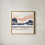 Dusk Dunes III by Chris Paschke. Shown in a natural wood glass frame for a timeless modern aesthetic. Available as an archival giclee rolled canvas, fine art paper, or poster print. SKU 94399a.