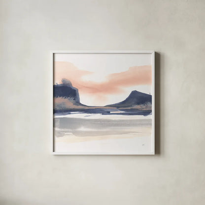Dusk Dunes III by Chris Paschke. Shown in a crisp white glass frame for a clean and minimalist style. Available as an archival giclee rolled canvas, fine art paper, or poster print. SKU 94399a.