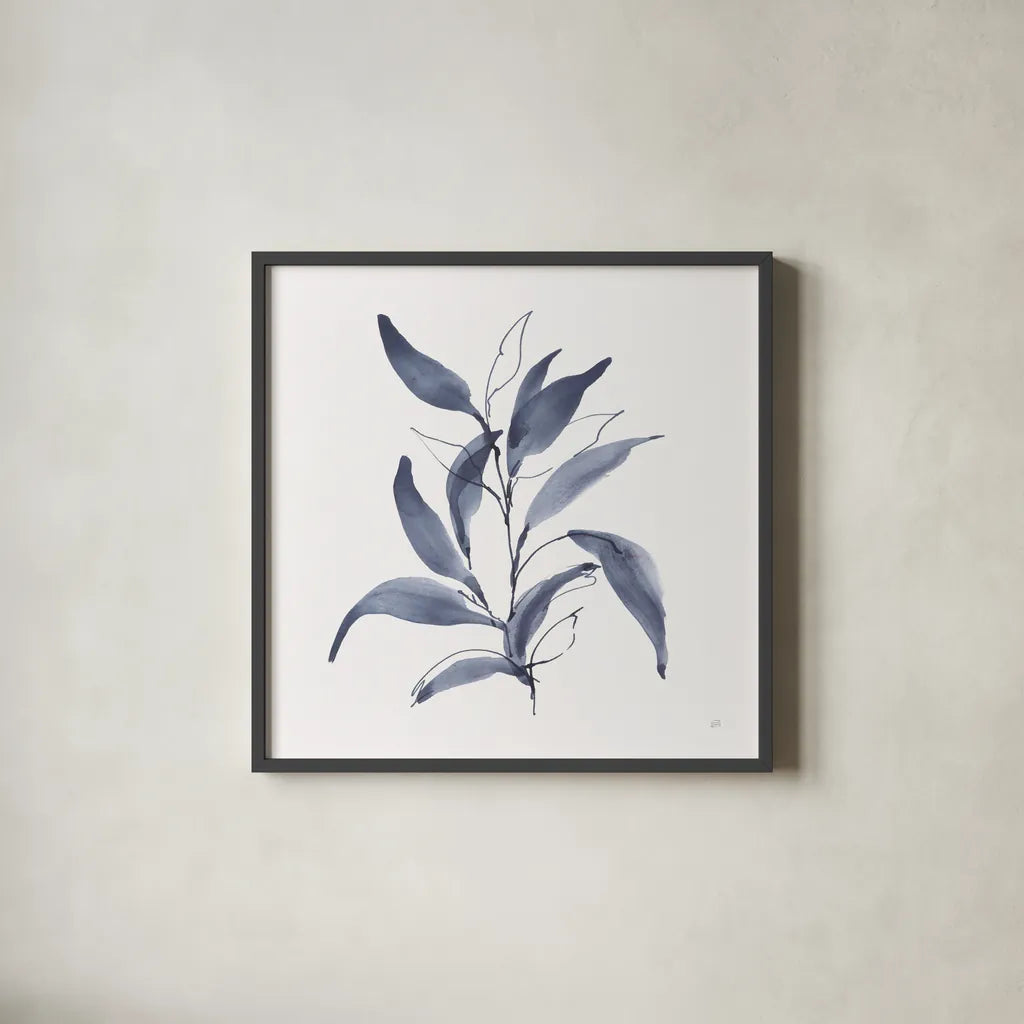 Dusk Leaves I by Chris Paschke. Shown in a sleek black glass frame for a contemporary gallery look. Available as an archival giclee rolled canvas, fine art paper, or poster print. SKU 94796a.