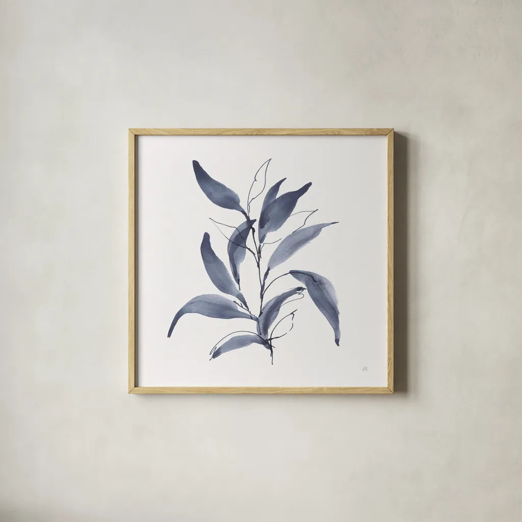 Dusk Leaves I by Chris Paschke. Shown in a natural wood glass frame for a timeless modern aesthetic. Available as an archival giclee rolled canvas, fine art paper, or poster print. SKU 94796a.