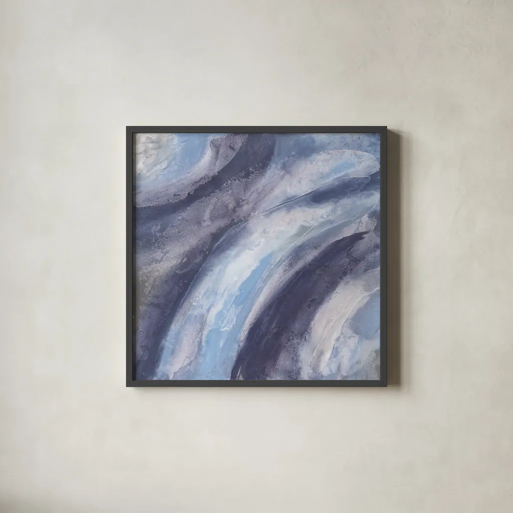 Dusk and Blue I by Chris Paschke. Shown in a sleek black glass frame for a contemporary gallery look. Available as an archival giclee rolled canvas, fine art paper, or poster print. SKU 95458a.