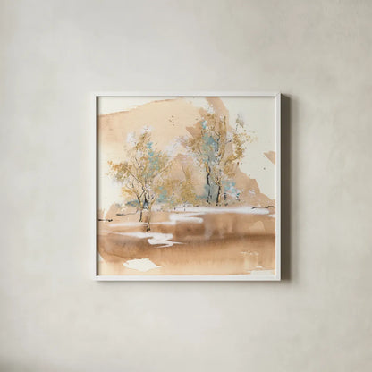 Dusting of Gold II by Chris Paschke. Shown in a crisp white glass frame for a clean and minimalist style. Available as an archival giclee rolled canvas, fine art paper, or poster print. SKU 90869a.