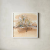 Dusting of Gold III by Chris Paschke. Shown in a crisp white glass frame for a clean and minimalist style. Available as an archival giclee rolled canvas, fine art paper, or poster print. SKU 90870a.