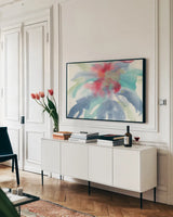 Dusting of Mint I by Chris Paschke. shown as a framed stretched canvas in a living room above a console. Available as a archival giclee rolled canvas, fine art paper, or poster print. SKU 49047i.