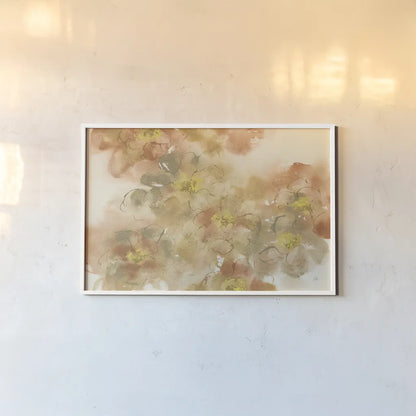 Earthly Freesia by Chris Paschke. shown as a paper print in a white frame. Available as a archival giclee rolled canvas, fine art paper, or poster print. SKU 50272i.