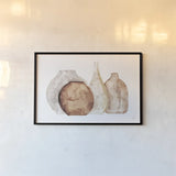 Earthy Neutral Vases IV by Chris Paschke. shown as a paper print in a black flame. Available as a archival giclee rolled canvas, fine art paper, or poster print. SKU 77194i.