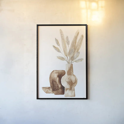 Earthy Vase Gray Bunny Tail by Chris Paschke. shown as a paper print in a black flame. Available as a archival giclee rolled canvas, fine art paper, or poster print. SKU 77173h.