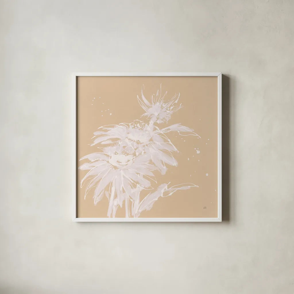 Echinacea I by Chris Paschke. Shown in a crisp white glass frame for a clean and minimalist style. Available as an archival giclee rolled canvas, fine art paper, or poster print. SKU 66768a.
