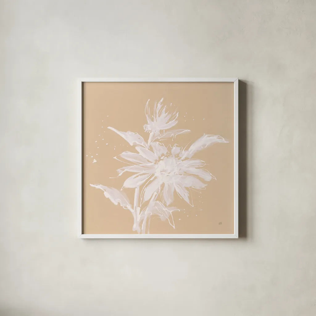 Echinacea II by Chris Paschke. Shown in a crisp white glass frame for a clean and minimalist style. Available as an archival giclee rolled canvas, fine art paper, or poster print. SKU 66769a.