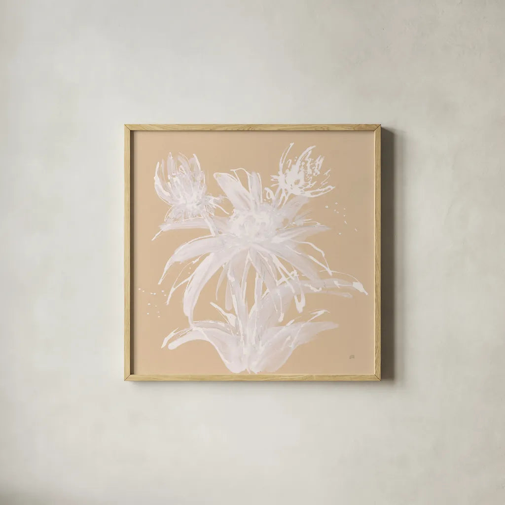 Echinacea III by Chris Paschke. Shown in a natural wood glass frame for a timeless modern aesthetic. Available as an archival giclee rolled canvas, fine art paper, or poster print. SKU 66770a.