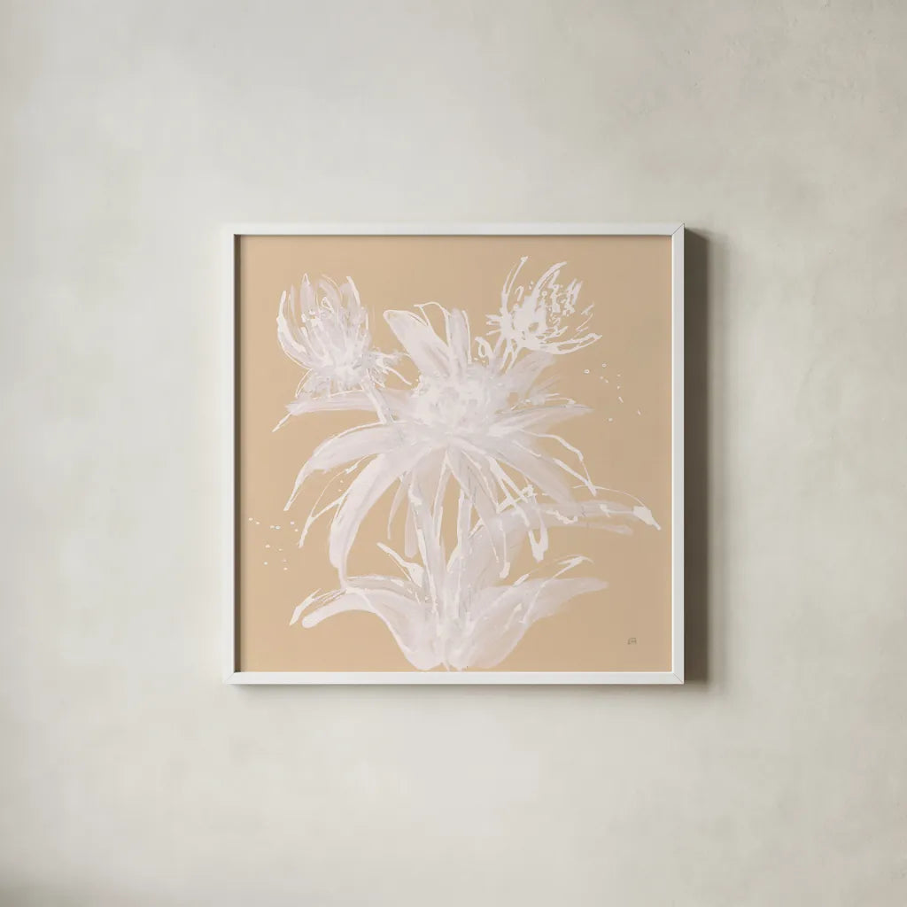 Echinacea III by Chris Paschke. Shown in a crisp white glass frame for a clean and minimalist style. Available as an archival giclee rolled canvas, fine art paper, or poster print. SKU 66770a.