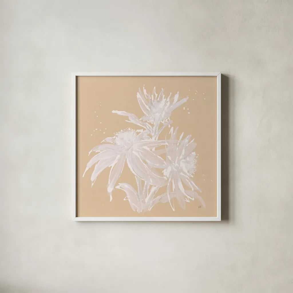 Echinacea IV by Chris Paschke. Shown in a crisp white glass frame for a clean and minimalist style. Available as an archival giclee rolled canvas, fine art paper, or poster print. SKU 66771a.