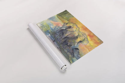 Elephants by Chris Paschke. shown as a rolled paper print. Available as archival giclee rolled canvas, fine art paper, or poster print. SKU 44510i.