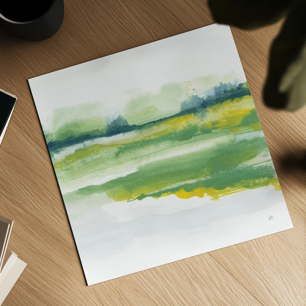 Emerald and Chartreuse I by Chris Paschke. Shown as a detailed flat fine art print, highlighting archival giclee quality. Available as an archival giclee rolled canvas, fine art paper, or poster print. SKU 81053a.