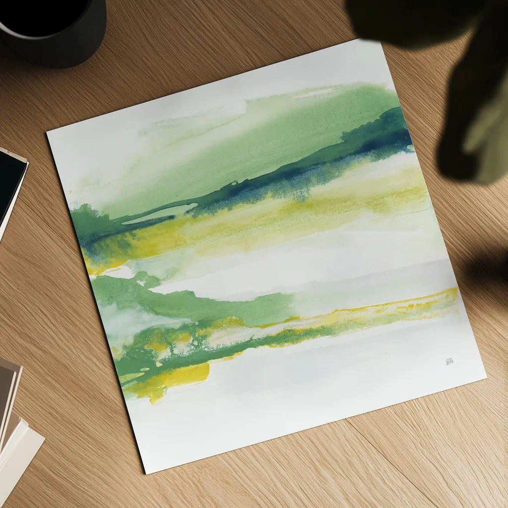 Emerald and Chartreuse II by Chris Paschke. Shown as a detailed flat fine art print, highlighting archival giclee quality. Available as an archival giclee rolled canvas, fine art paper, or poster print. SKU 81054a.