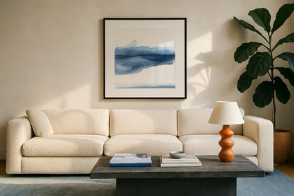 Emotion III by Chris Paschke. Displayed in a glass frame with matte in a clean modern living room. Available as an archival giclee rolled canvas, fine art paper, or poster print. SKU 82264a.