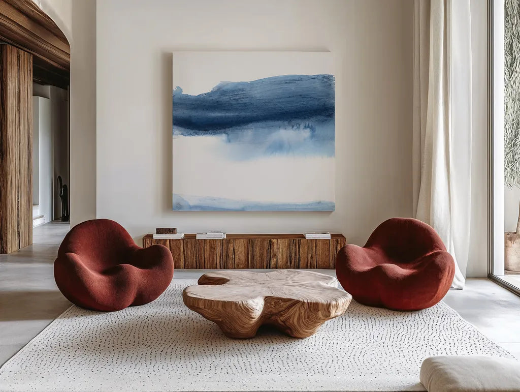 Emotion IV by Chris Paschke. Shown as extra-large giant wall art in a modern living room. Available as an archival giclee rolled canvas, fine art paper, or poster print. SKU 82265a.