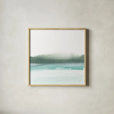 Empowering Mint I by Chris Paschke. Shown in a natural wood glass frame for a timeless modern aesthetic. Available as an archival giclee rolled canvas, fine art paper, or poster print. SKU 68163a.