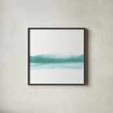 Empowering Mint I Bright by Chris Paschke. Shown in a sleek black glass frame for a contemporary gallery look. Available as an archival giclee rolled canvas, fine art paper, or poster print. SKU 74463a.