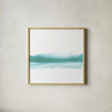 Empowering Mint I Bright by Chris Paschke. Shown in a natural wood glass frame for a timeless modern aesthetic. Available as an archival giclee rolled canvas, fine art paper, or poster print. SKU 74463a.