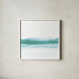 Empowering Mint I Bright by Chris Paschke. Shown in a crisp white glass frame for a clean and minimalist style. Available as an archival giclee rolled canvas, fine art paper, or poster print. SKU 74463a.